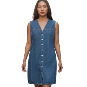 Time And Tru Women's Denim Sleeveless V-neck Button-Down Dress Size XL 16-18 NWT